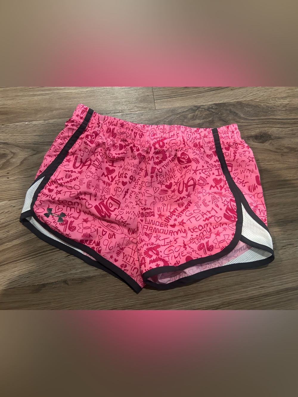 Under Armour Pink Doodle Print Girls' Athletic Shorts